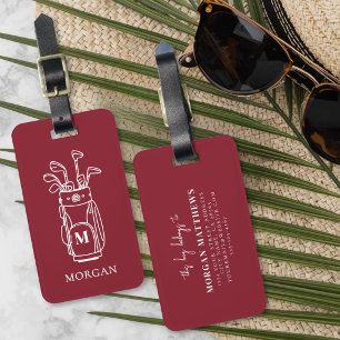 Etiqueta De Bagagem Bolsa de Golfe Vermelha Monogramada