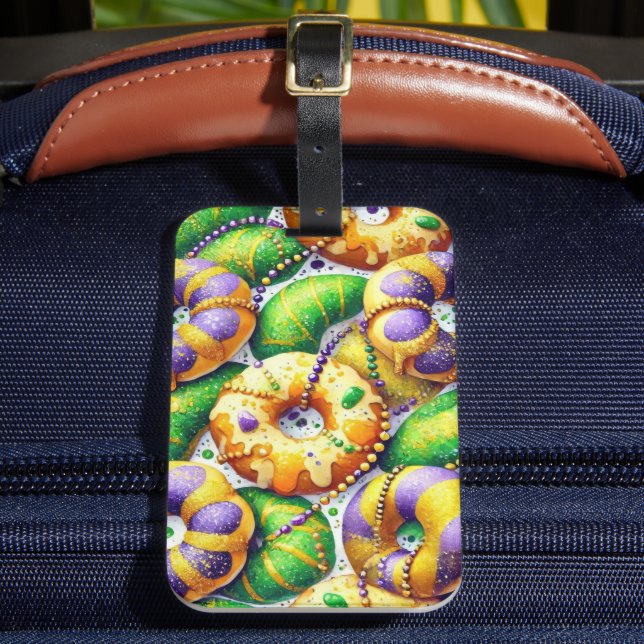 ETIQUETA DE BAGAGEM BOLSAS DOURADAS MARDI GRAS KINGS PURPEN VERDE (Frente Insitu 2)