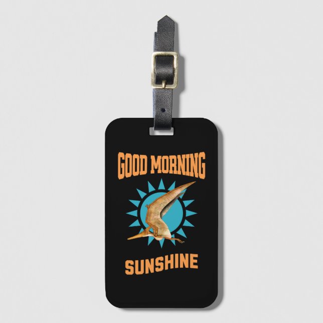 Etiqueta De Bagagem Bom Dia Pterodáctilo Sol (Frente Vertical)