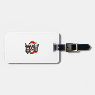 Etiqueta De Bagagem Bom Natal Boston Terrier Cães Santa Hat Snowf