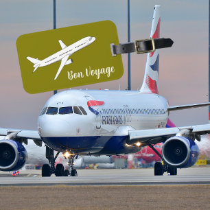 Etiqueta De Bagagem Bon Voyage, avião moderno na Viagem do aeroporto