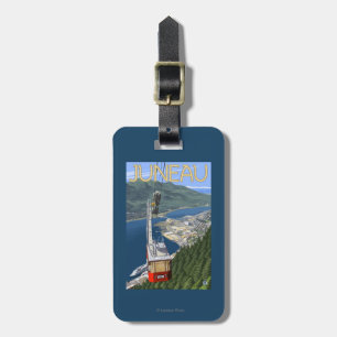 Etiqueta De Bagagem Bonde sobre poster das viagens vintage de Juneau,