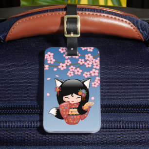 Etiqueta De Bagagem Boneca de Kitsune Kokeshi - menina de gueixa do