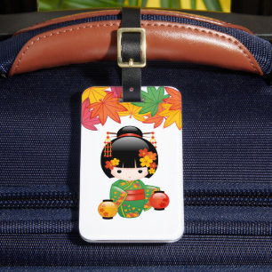 Etiqueta De Bagagem Boneca de Kokeshi da queda - menina de gueixa