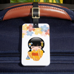 Etiqueta De Bagagem Boneca de Kokeshi do verão - menina de gueixa