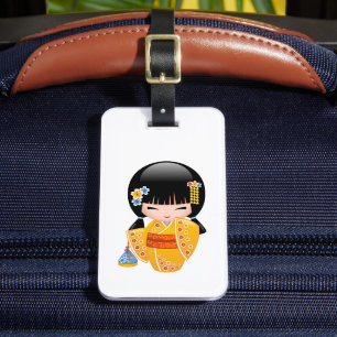 Etiqueta De Bagagem Boneca de Kokeshi do verão - menina de gueixa