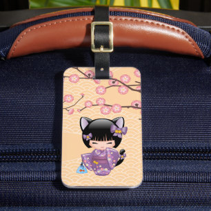 Etiqueta De Bagagem Boneca de Neko Kokeshi - menina de gueixa das
