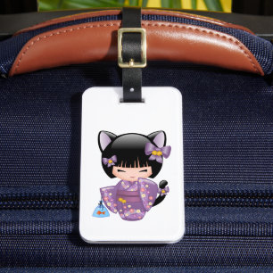 Etiqueta De Bagagem Boneca de Neko Kokeshi - menina de gueixa das