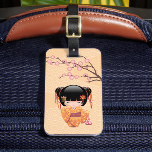 Etiqueta De Bagagem Boneca de Ume Kokeshi - menina de gueixa japonesa