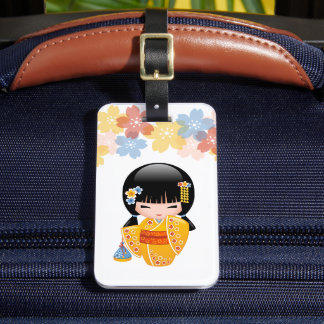 Etiqueta De Bagagem Boneca Summer Kokeshi - Garota Kimono Geisha Amare