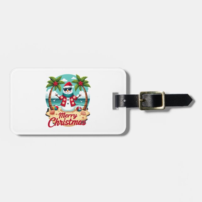 Etiqueta De Bagagem boneco de neve de Natal (Frente Horizontal)