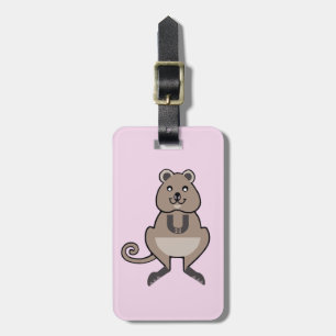 Etiqueta De Bagagem Bonita e feliz QUOKKA - Aussie Wildlife - Rosa