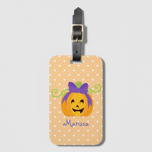 Etiqueta De Bagagem Bonita personalização da abóbora do Halloween (Frente Vertical)
