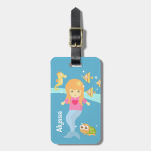 Etiqueta De Bagagem Bonita Sereia Sob O Mar Personalizada