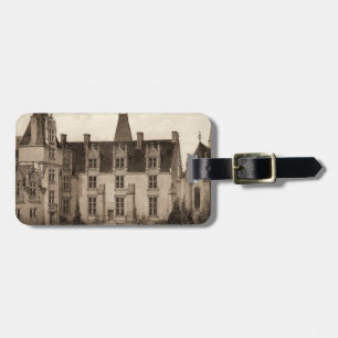 Etiqueta De Bagagem Bonito Chateau Francês em Sepia Tones