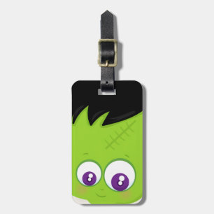 Etiqueta De Bagagem Bonito monstro verde Frankenstein face ao Dia das