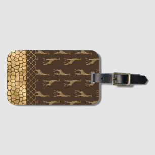 Etiqueta De Bagagem Bonito Na moda de padrão Glitter Giraffe Dourado