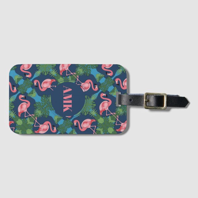 Etiqueta De Bagagem Bonito Pink Flamingo Pattern (Frente Horizontal)