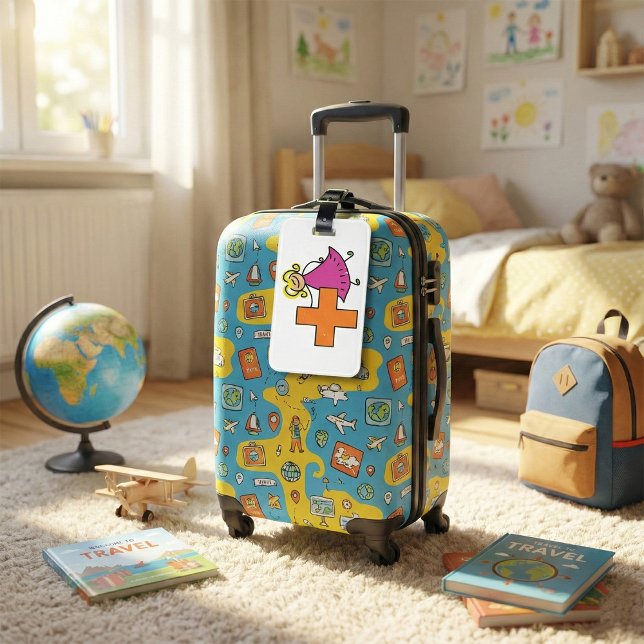 Etiqueta De Bagagem Bonito Stick Figura Girl with Plus Sign (Criador carregado)