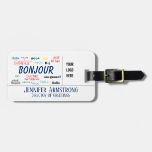 Etiqueta De Bagagem Bonjour Hello World Travel Languages Nome Colorido