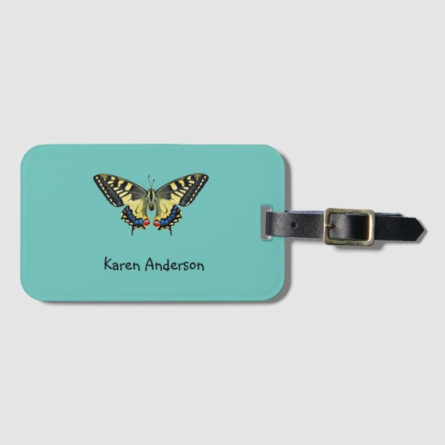 Etiqueta De Bagagem Borboleta amarela e preta (Frente Horizontal)