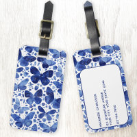 Borboleta Aquarela Azul e Branco Personalizado