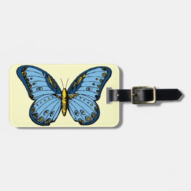 Etiqueta De Bagagem Borboleta azul (Frente Horizontal)