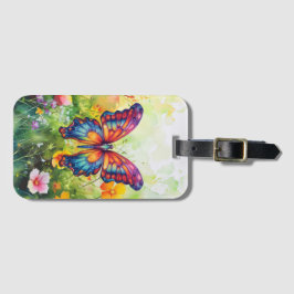 Etiqueta De Bagagem Borboleta Azul Laranja Asas