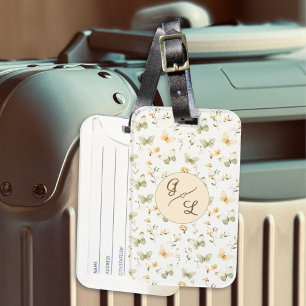 Etiqueta De Bagagem Borboleta da Primavera com Monograma Personalizado