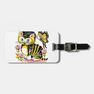 Etiqueta De Bagagem Borboleta & gatinho