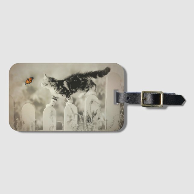 Etiqueta De Bagagem Borboleta gatinho e Monarca (Frente Horizontal)