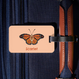 Etiqueta De Bagagem Borboleta Monarca da Citrina Personalizada em nove