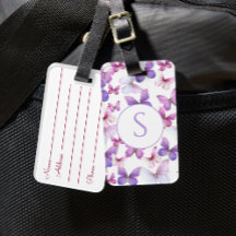 Borboletas Rosa e Roxo Monograma Personalizado