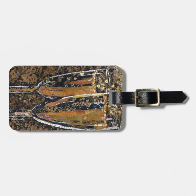 Etiqueta De Bagagem Borbulhante - arte da colagem do champanhe (Frente Horizontal)