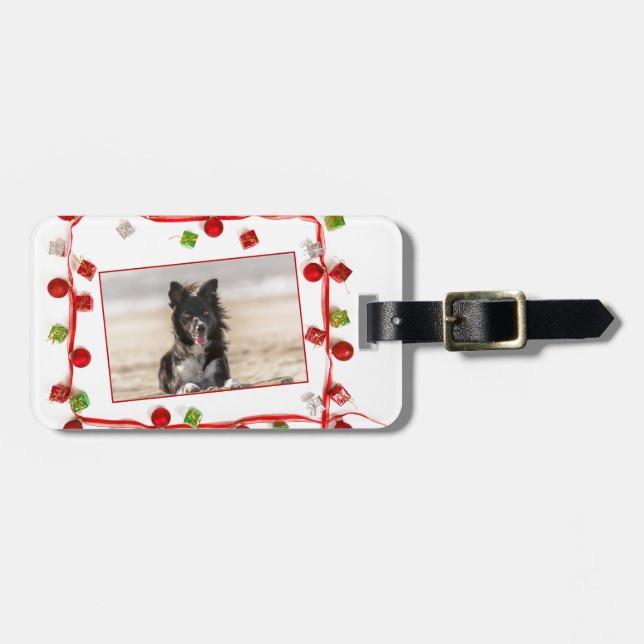 Etiqueta De Bagagem Border Collie Christmas (Frente Horizontal)