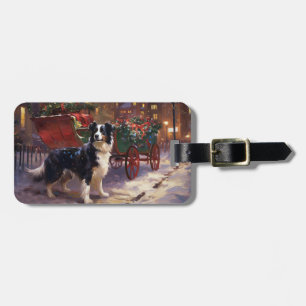 Etiqueta De Bagagem Border Collie Christmas Fesason