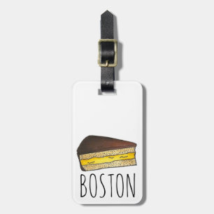 Etiqueta De Bagagem Boston Cream Pie Slice Massachusetts Foodie Amarel