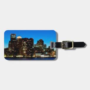 Etiqueta De Bagagem Boston Skyline com Lua