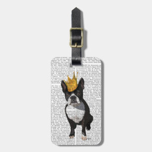 Etiqueta De Bagagem Boston Terrier E Crown