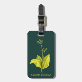 Etiqueta De Bagagem Botânica Natural da Planta Verde do Alho Selvagem