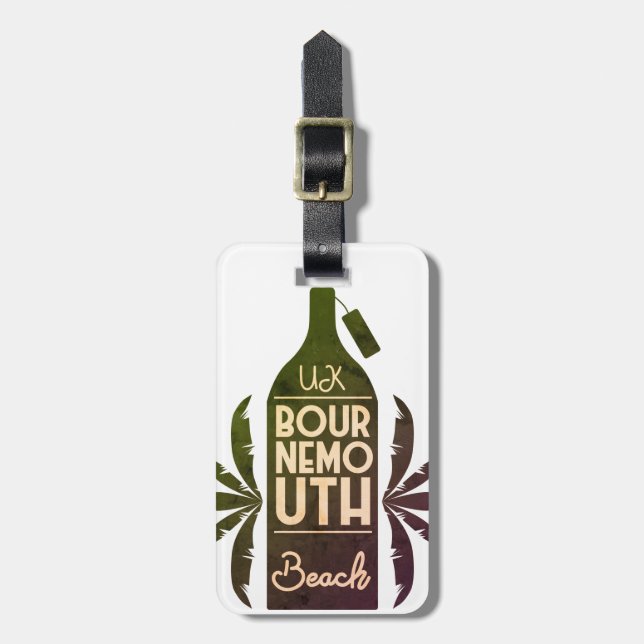Etiqueta De Bagagem Bournemouth Beach Green Bottle (Frente Vertical)