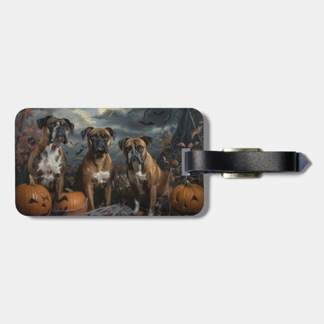 Etiqueta De Bagagem Boxer Halloween Night Doggy (Traseira Horizontal)