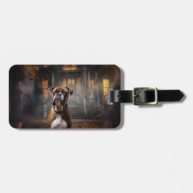 Etiqueta De Bagagem Boxer Halloween Scary (Frente Horizontal)