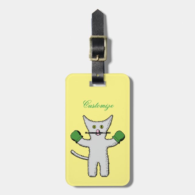 Etiqueta De Bagagem Boxin Kitten com Mittens Thunder_Cove (Frente Vertical)