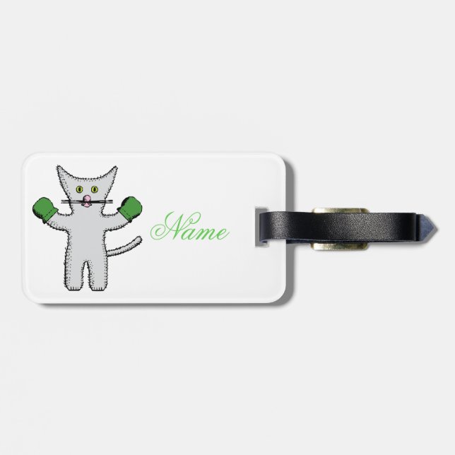 Etiqueta De Bagagem Boxin Kitten com Mittens Thunder_Cove (Traseira Horizontal)