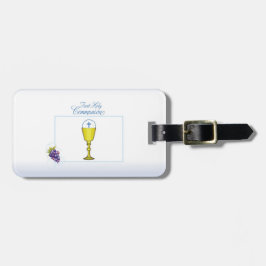 Etiqueta De Bagagem Boy First Communion, Chalice com Host e Uvas