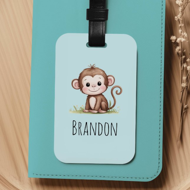 Etiqueta De Bagagem Boys Cute Monkey Kids (Criador carregado)
