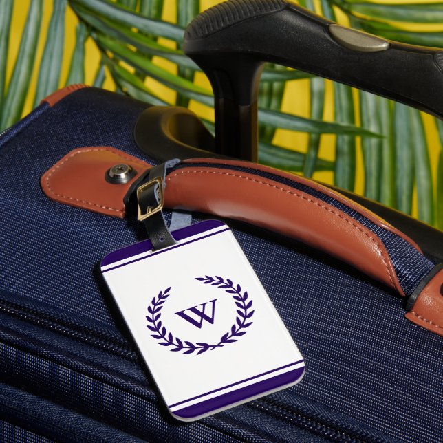 Etiqueta de bagagem branca azul Marinho Elegante m (Frente Insitu 1)