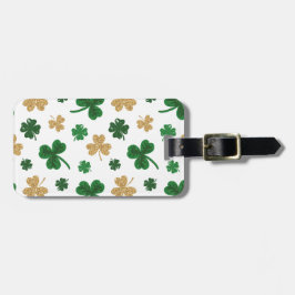 ETIQUETA DE BAGAGEM BRANCO COM VERDE E DOURADO GLITTER PARECE SOMBROS