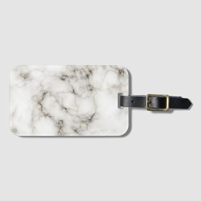 Etiqueta De Bagagem branco-mármore (Frente Horizontal)